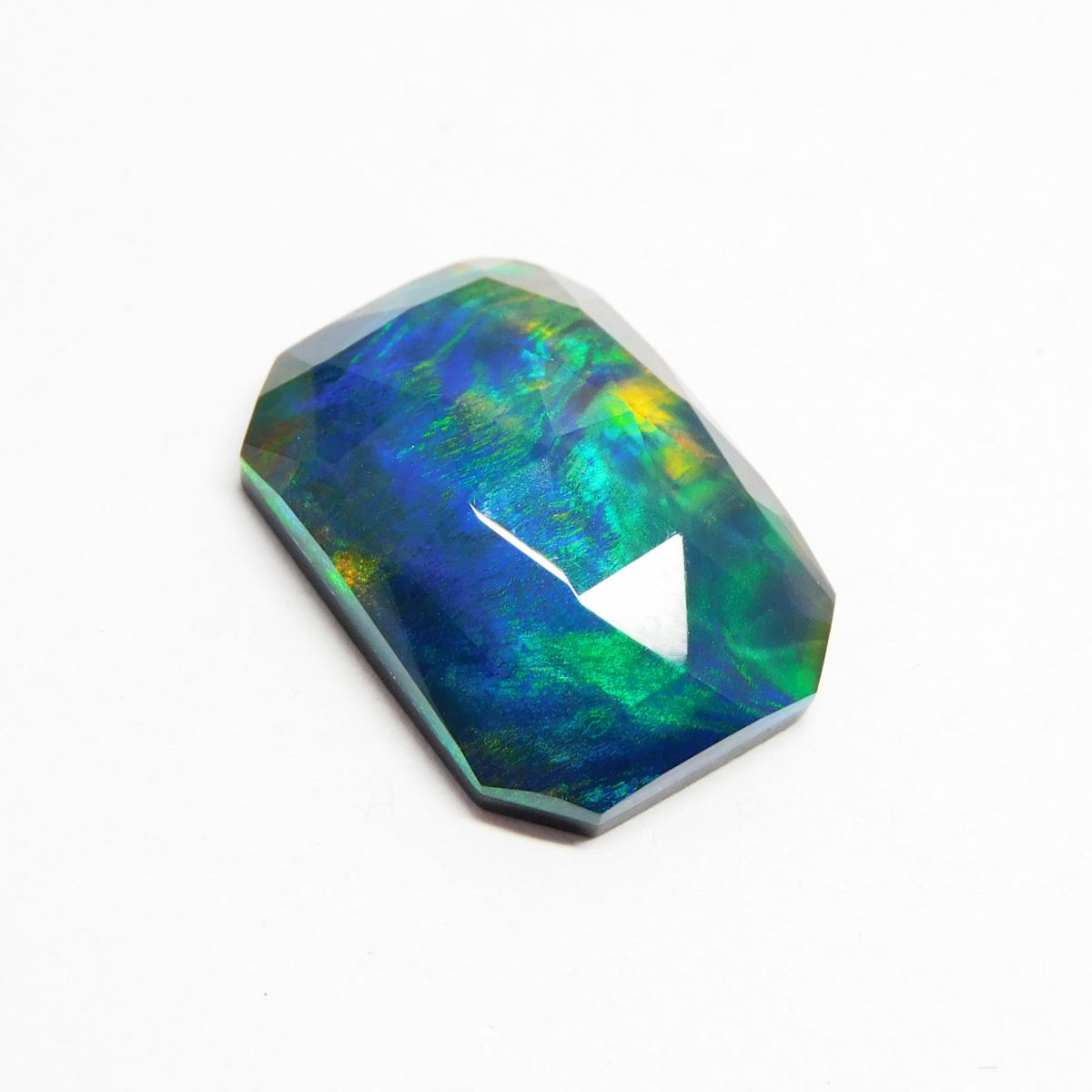 Emerald Cut Natural Doublet Multi Color Opal 12.65 Ct Loose Gemstone CERTIFIED