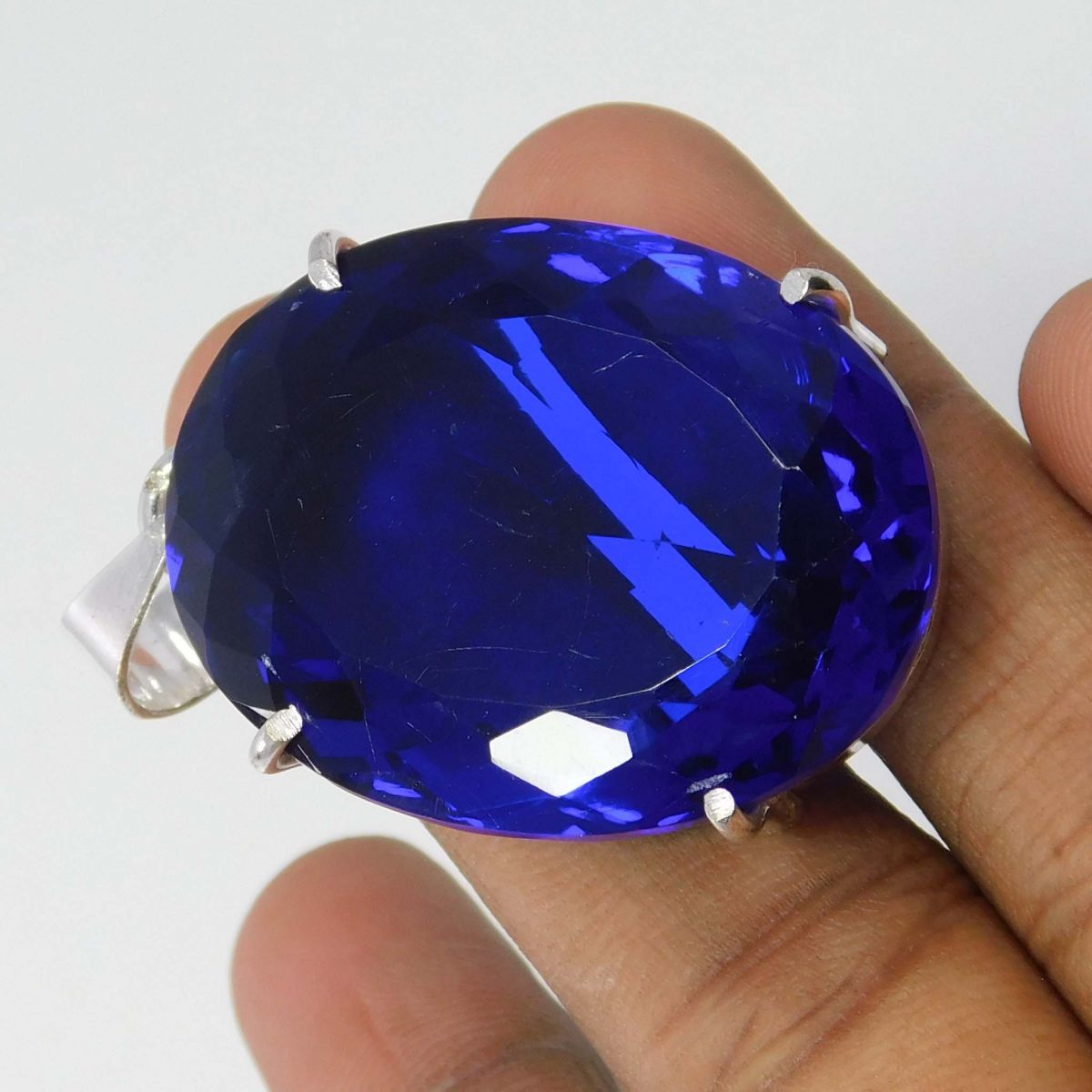 A++ Tanzanite Blue Pendant Oval 80 Ct Pendant Loose Gem 925 SILVER Sterling