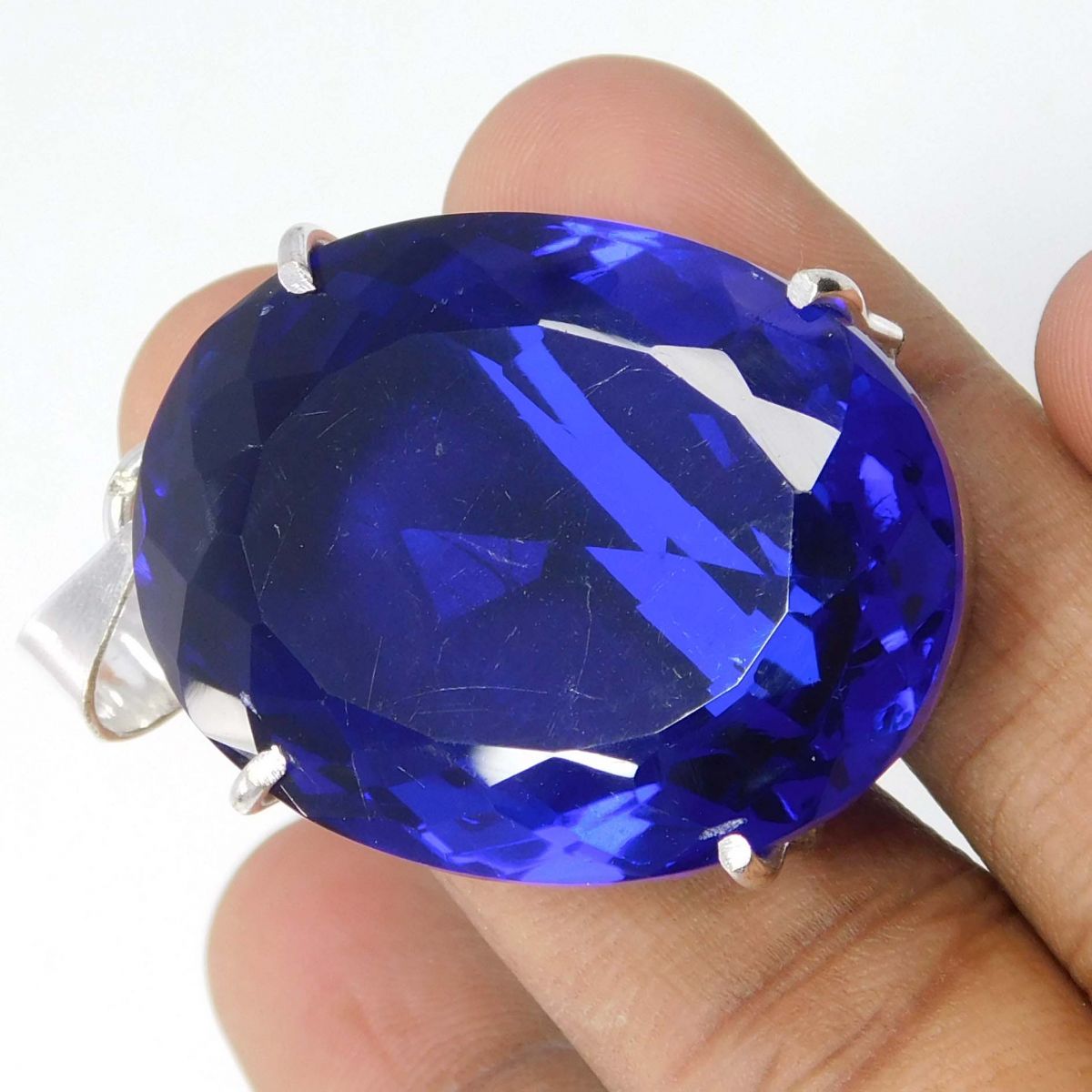 A++ Tanzanite Blue Pendant Oval 80 Ct Pendant Loose Gem 925 SILVER Sterling