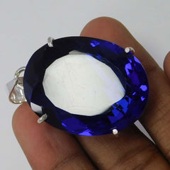 A++ Tanzanite Blue Pendant Oval 80 Ct Pendant Loose Gem 925 SILVER Sterling