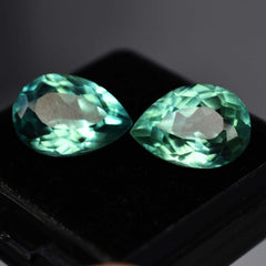 Natural MONTANA SAPPHIRE 16.10 Ct Bluish Green Pear Cut CERTIFIED Gemstone Pair