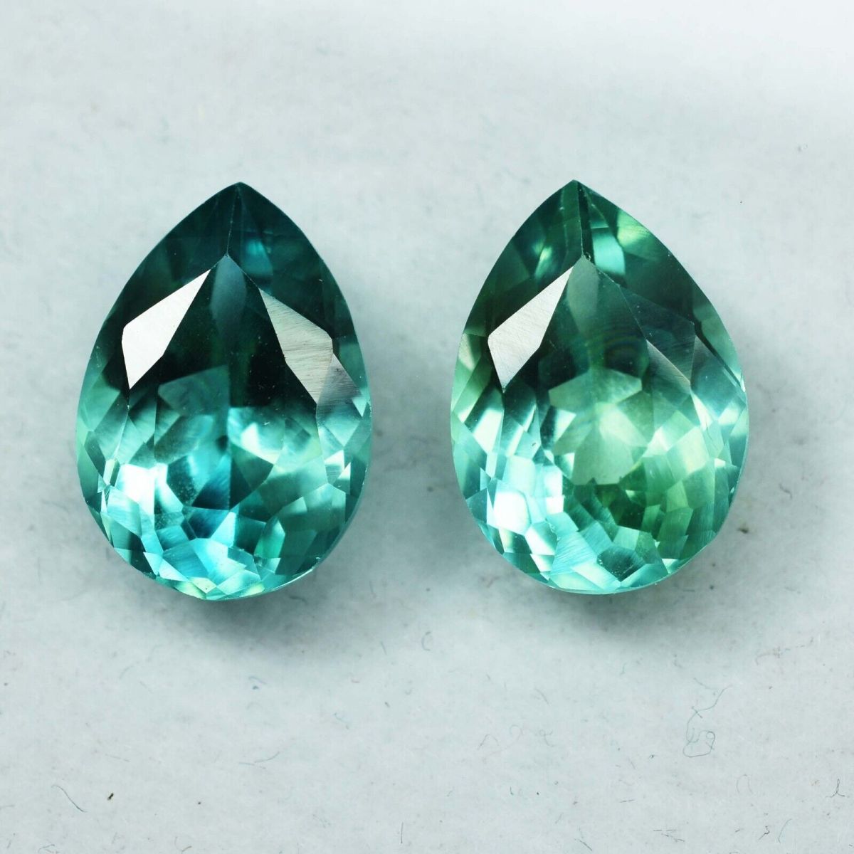 Natural MONTANA SAPPHIRE 16.10 Ct Bluish Green Pear Cut CERTIFIED Gemstone Pair