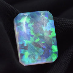 Ethiopian Natural Opal Multi-Color 11.05 Ct Emerald Cut CERTIFIED Loose Gemstone