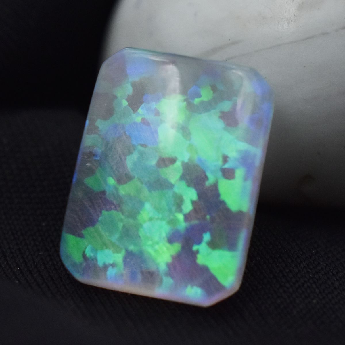 Ethiopian Natural Opal Multi-Color 11.05 Ct Emerald Cut CERTIFIED Loose Gemstone