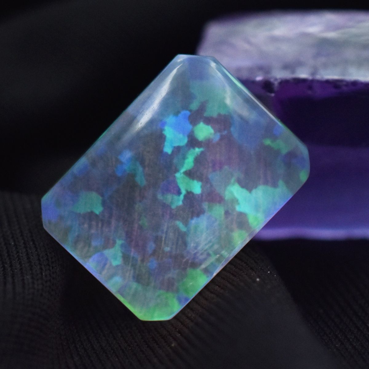 Ethiopian Natural Opal Multi-Color 11.05 Ct Emerald Cut CERTIFIED Loose Gemstone