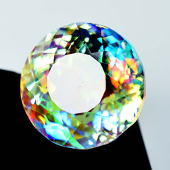 40.87 Ct Topaz Round Cut Lab-Created Rainbow Mystic CERTIFIED Loose Gemstone