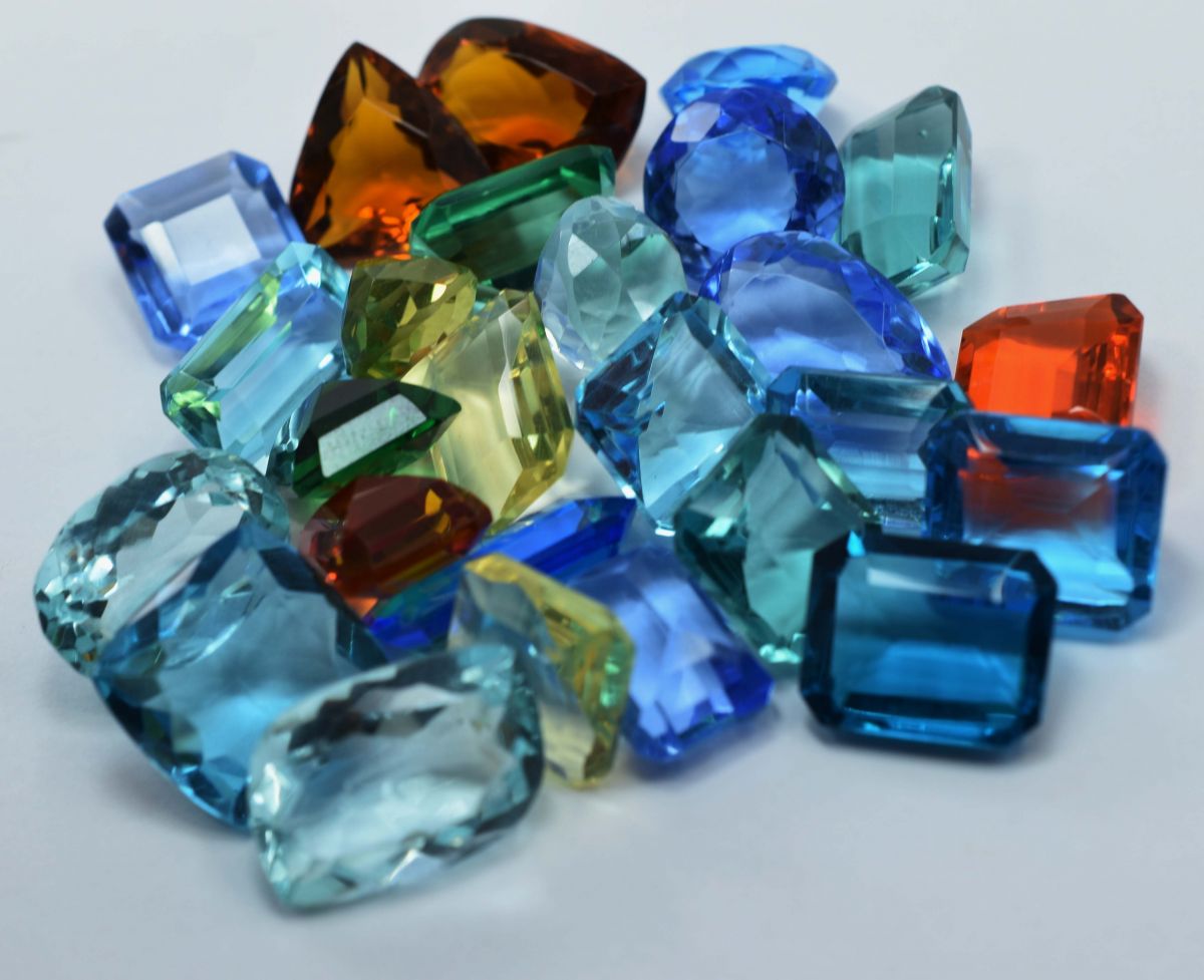 100 Ct Lab-Created Topaz Mix shape & Mix Color Loose Gemstone Lot CERTIFIED