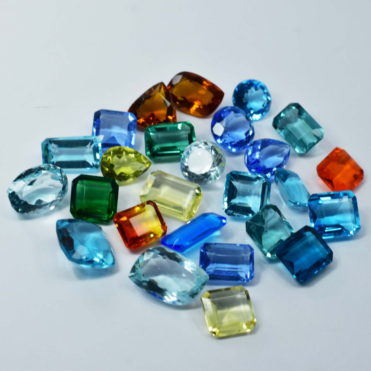 100 Ct Lab-Created Topaz Mix shape & Mix Color Loose Gemstone Lot CERTIFIED