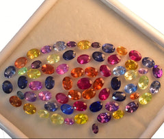 CERTIFIED 6 Pcs Natural Mix Color Sapphire Oval Cut 5x3 mm Loose Gemstone Lot