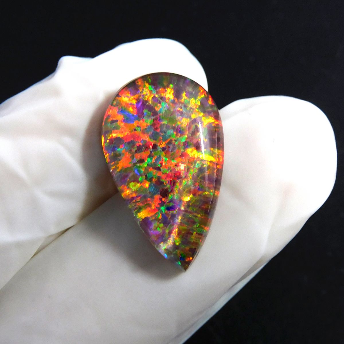 Natural Boulder Opal 9.70 Ct Pear Cut Multi Color CERTIFIED Loose Gemstone