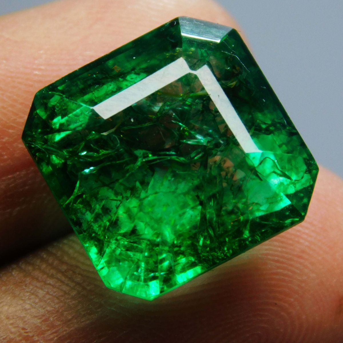 11 Carat Natural Green Colombian Emerald Square Cut CERTIFIED Loose Gemstone