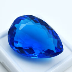 Best Blue Topaz In World ! 80.20 Ct CERTIFIED Lab-Created Pear Cut Gemstone