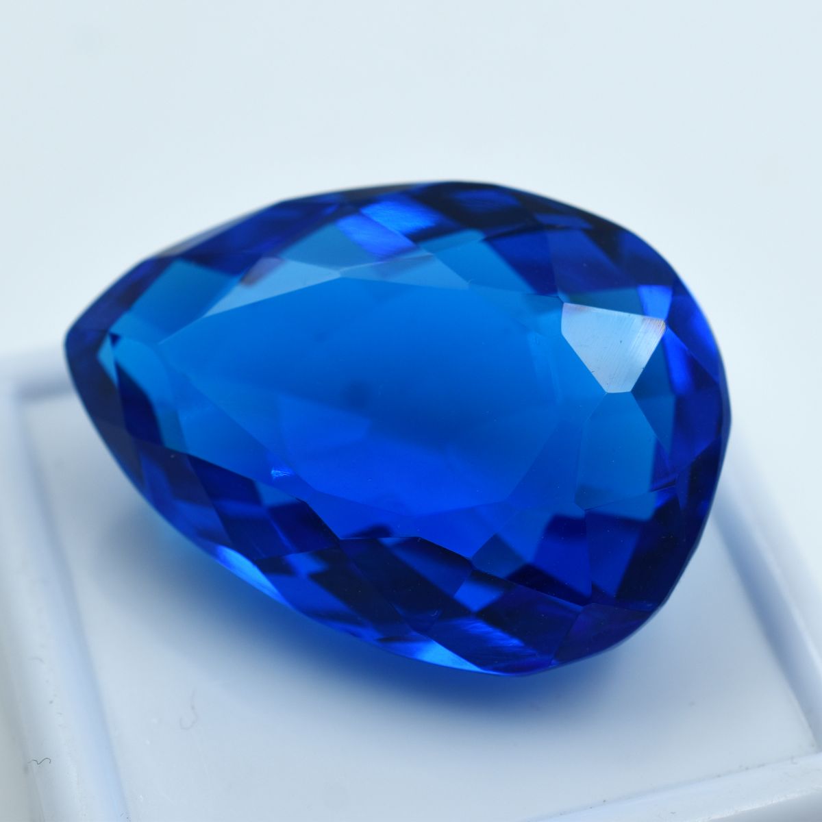 Best Blue Topaz In World ! 80.20 Ct CERTIFIED Lab-Created Pear Cut Gemstone