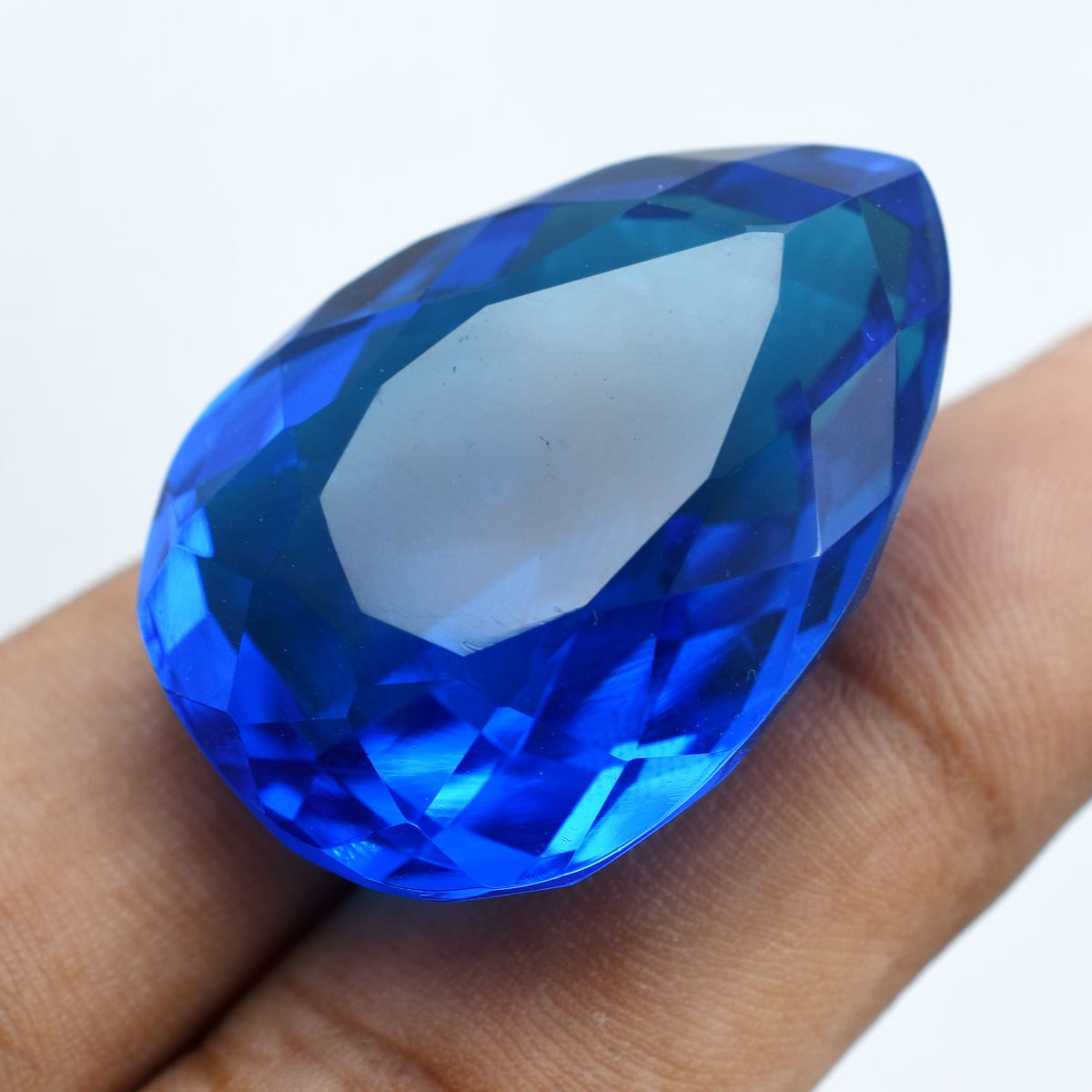 Best Blue Topaz In World ! 80.20 Ct CERTIFIED Lab-Created Pear Cut Gemstone