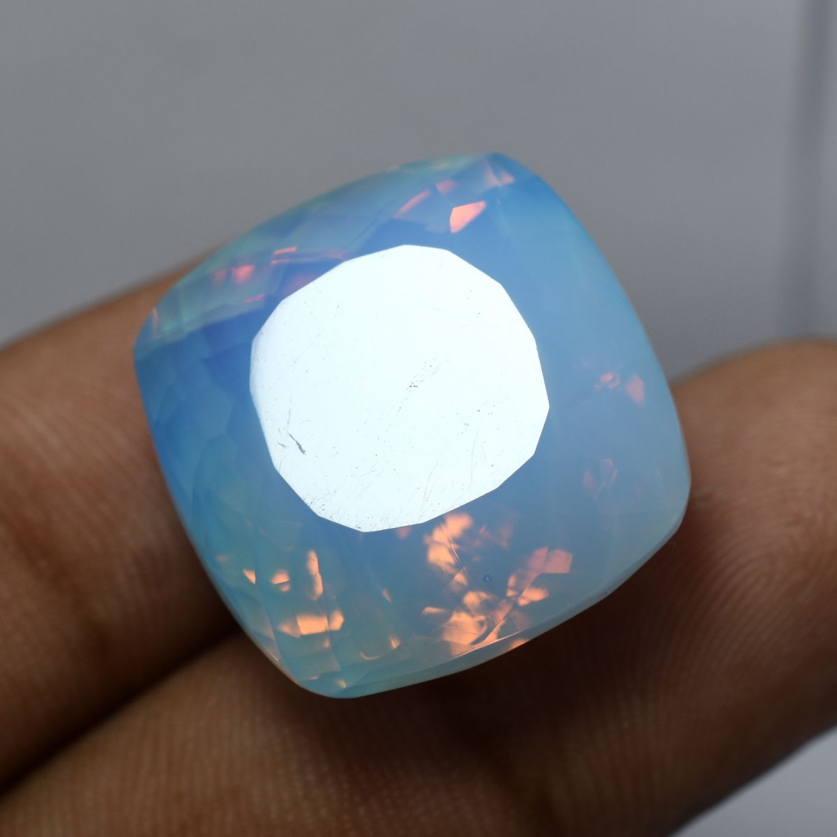 34.80 Ct Ethiopian Opal Sky-Blue Natural Cushion Cut Loose Gemstone CERTIFIED