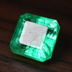 8.35 Ct Natural COLOMBIAN Green EMERALD Square Cut Loose Gemstone CERTIFIED