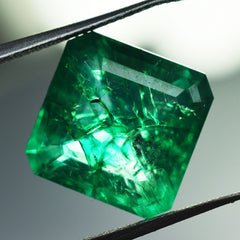 8.35 Ct Natural COLOMBIAN Green EMERALD Square Cut Loose Gemstone CERTIFIED