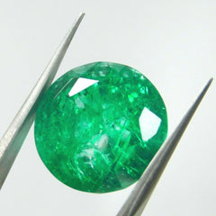 Loose Gemstone Zambia Green EMERALD 6.40 Ct Natural Round CERTIFIED For Ring