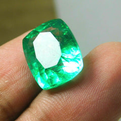 Natural COLOMBIAN Emerald Cushion Cut 8.25 Ct CERTIFIED Green Loose Gemstone.