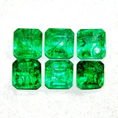 Green Colombian Emerald Loose Gemstone Square Cut 50 Ct Lot Natural CERTIFIED