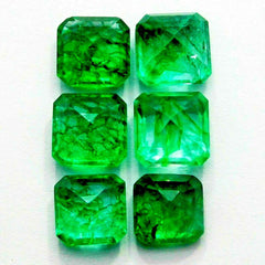 Green Colombian Emerald Loose Gemstone Square Cut 50 Ct Lot Natural CERTIFIED