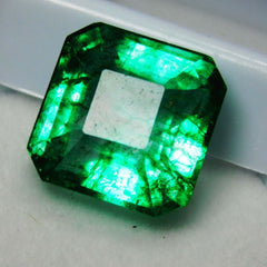 12.35 Ct Natural Green Colombian Emerald Emerald Cut CERTIFIED Loose Gemstone