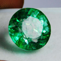 7.65 Carat Natural Colombian Emerald Round Cut Green CERTIFIED Loose Gemstone