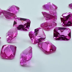 Emerald Prince Cut Ruby 20 Pcs Natural Untreated 8x6 mm CERTIFIED Pink Gemstone