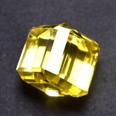 Cube Cut Lab-Created Yellow Sapphire 52.48 Ct CERTIFIED Huge Size Gemstone