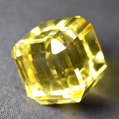 Cube Cut Lab-Created Yellow Sapphire 52.48 Ct CERTIFIED Huge Size Gemstone