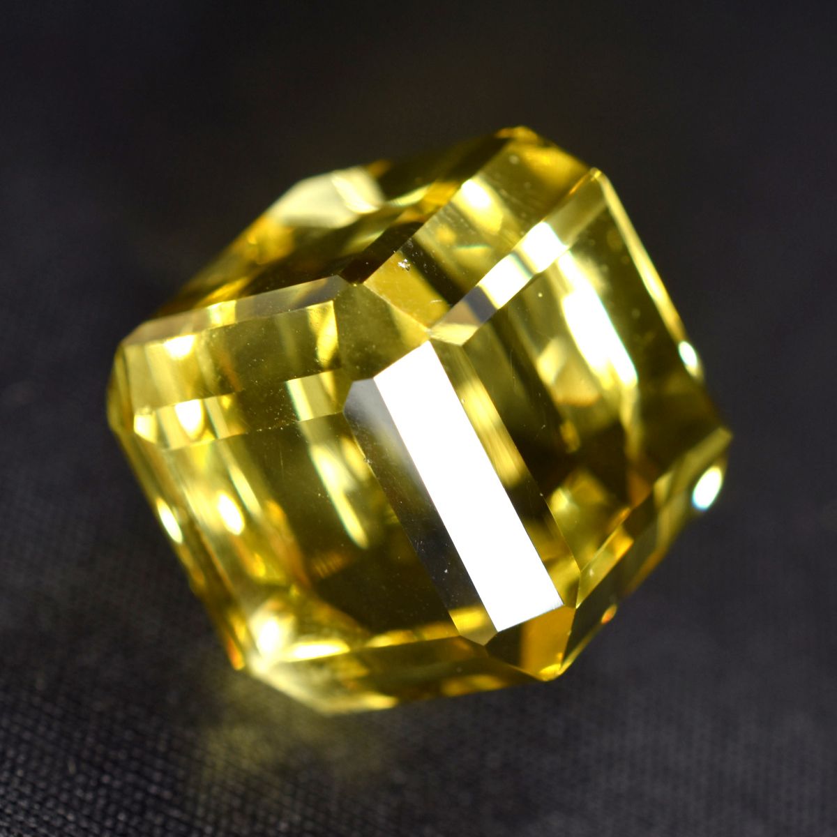 Cube Cut Lab-Created Yellow Sapphire 52.48 Ct CERTIFIED Huge Size Gemstone