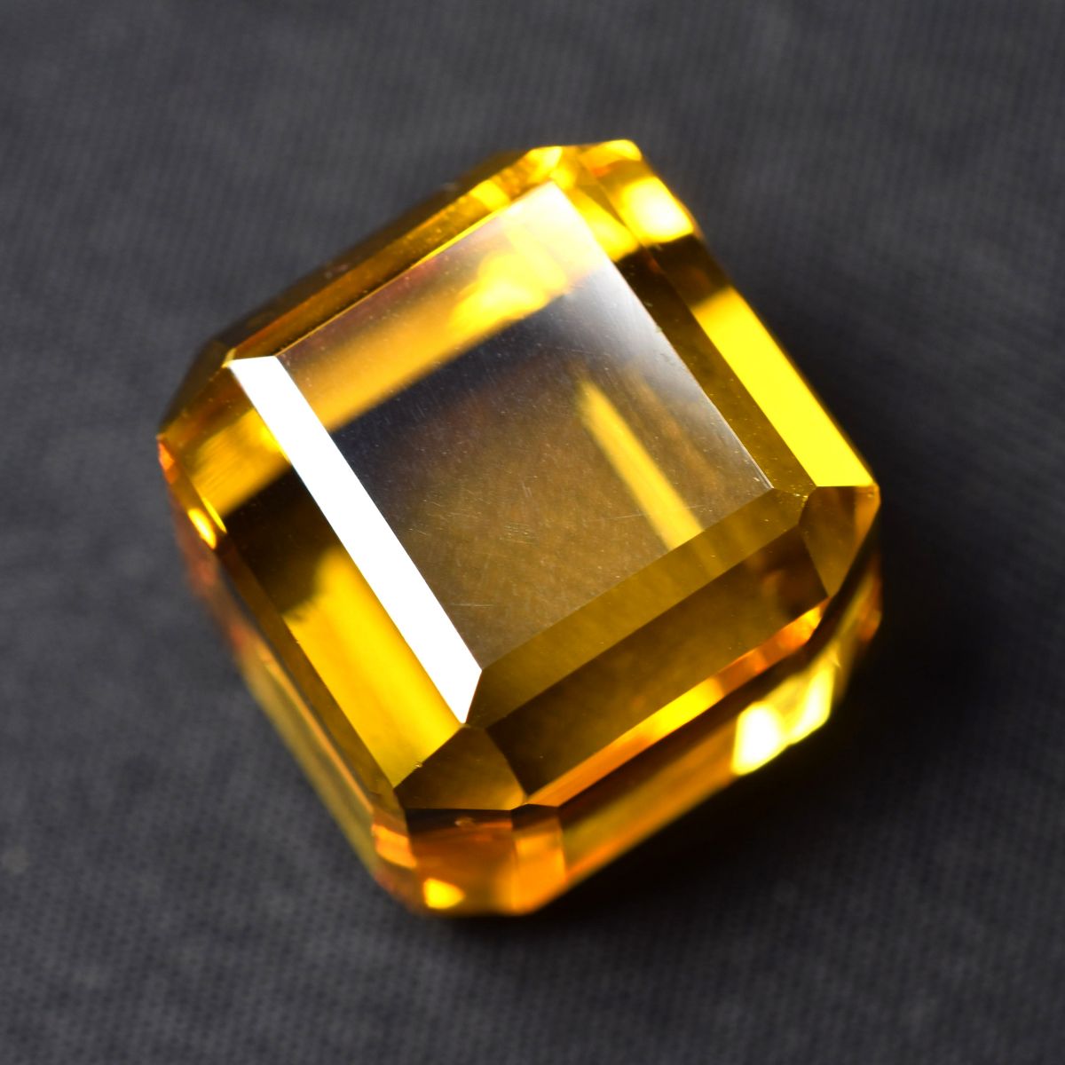 Lab-Created Yellow Citrine 52.47 Carat Cube Cut Loose Gemstone CERTIFIED