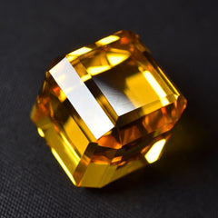 Lab-Created Yellow Citrine 52.47 Carat Cube Cut Loose Gemstone CERTIFIED