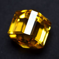 Lab-Created Yellow Citrine 52.47 Carat Cube Cut Loose Gemstone CERTIFIED