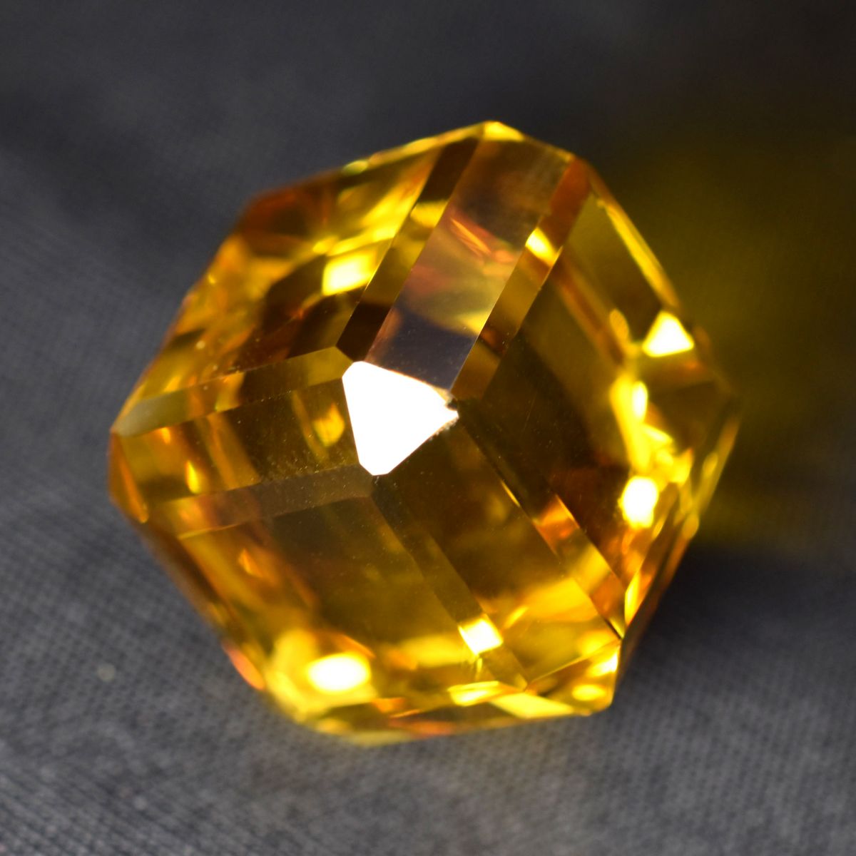 Lab-Created Yellow Citrine 52.47 Carat Cube Cut Loose Gemstone CERTIFIED