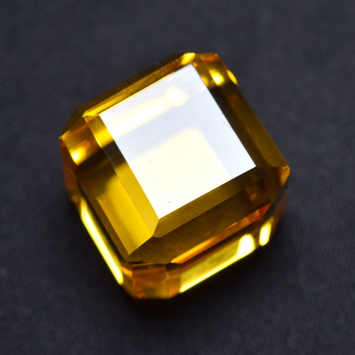 Lab-Created Yellow Citrine 52.47 Carat Cube Cut Loose Gemstone CERTIFIED