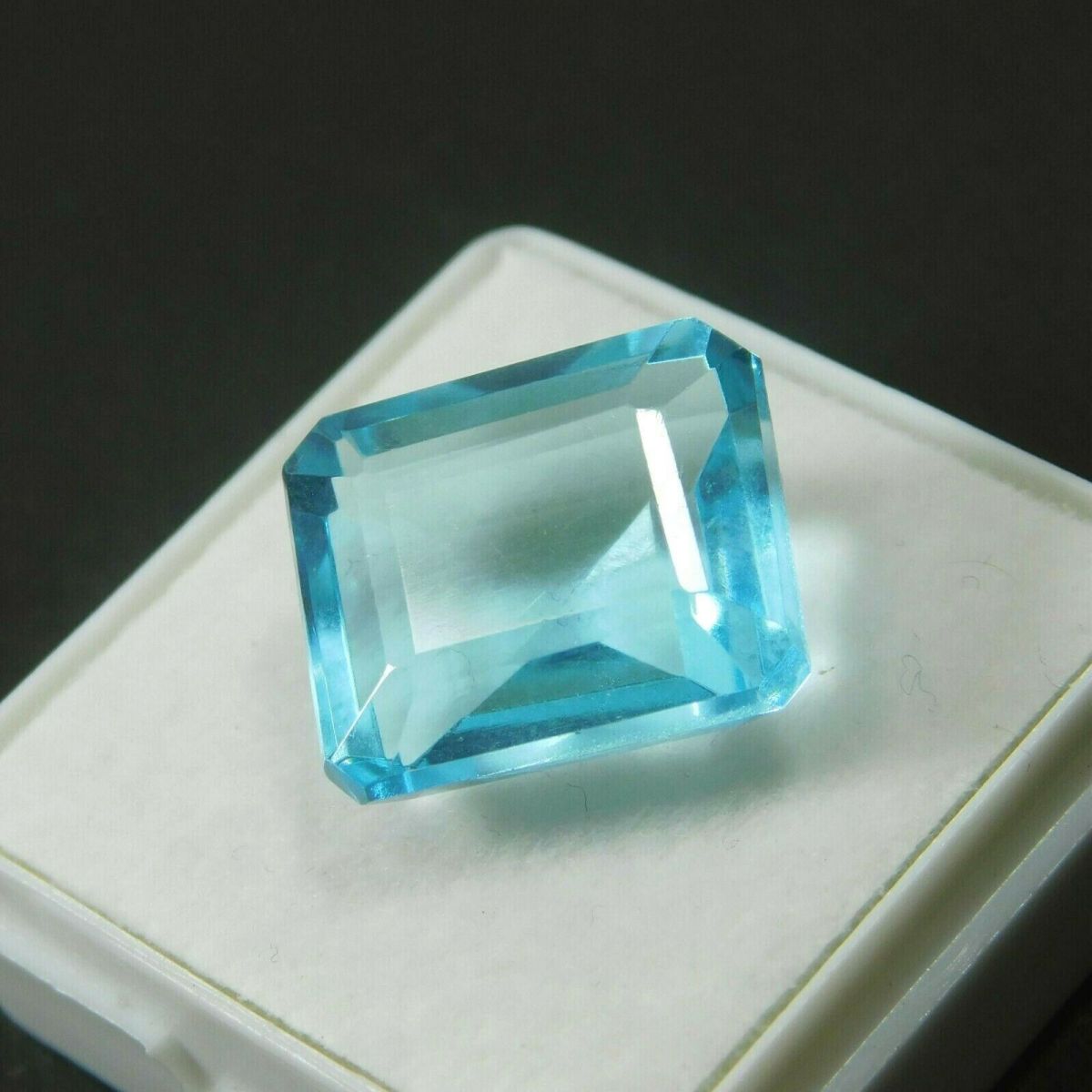 10 Ct Lab-Created Aquamarine Emerald Shape Blue CERTIFIED Loose Gemstone