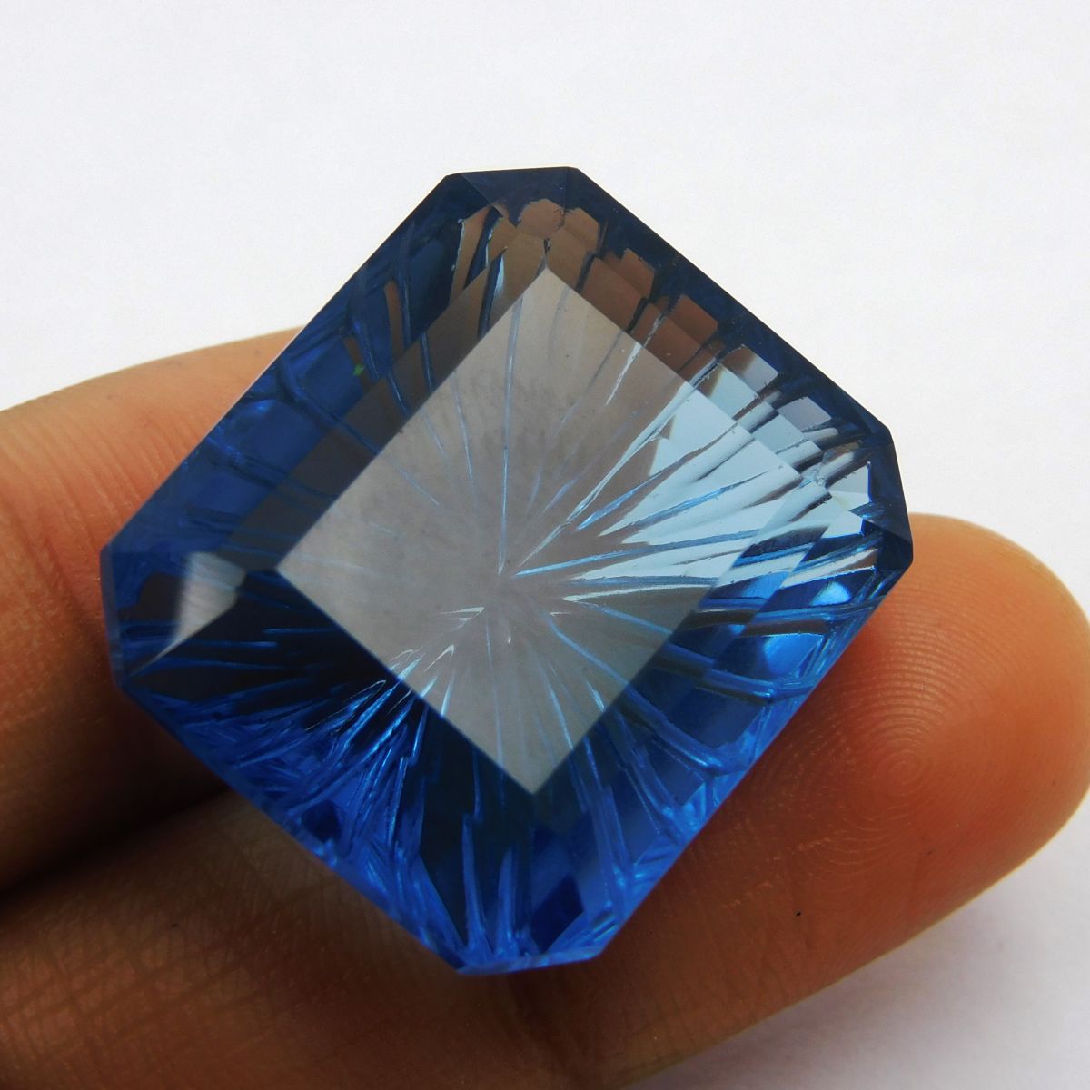 Emerald Cut Attractive Blue Quartz 43.00 Ct Natural Loose Gemstone CERTIFIED