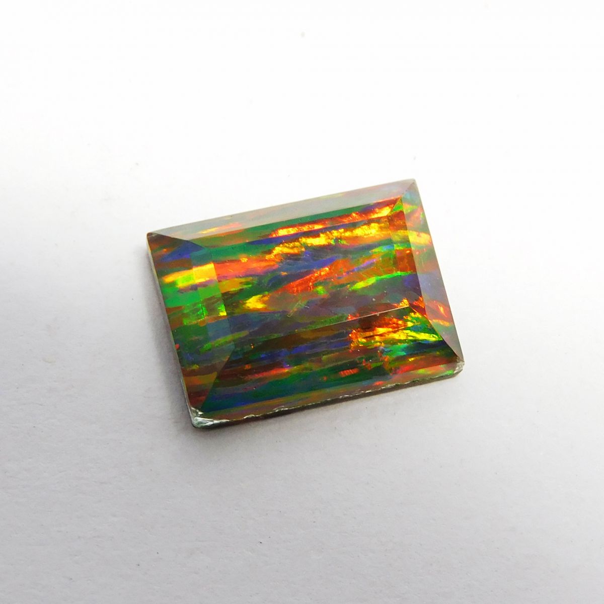 3.85 Ct Natural CERTIFIED Opal Emerald Cut Rare Multi Color Loose Gemstone