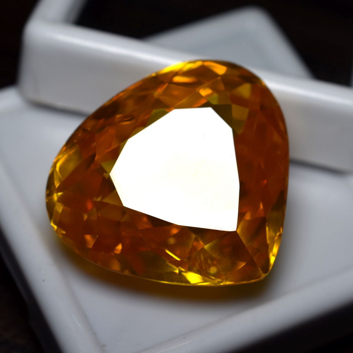 107.45 Ct Yellow Topaz Pear Shape Lab-Created Loose Gemstone CERTIFIED