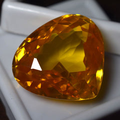 107.45 Ct Yellow Topaz Pear Shape Lab-Created Loose Gemstone CERTIFIED