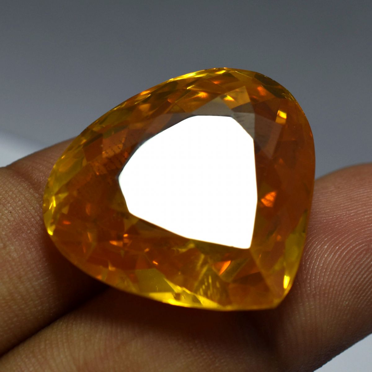 107.45 Ct Yellow Topaz Pear Shape Lab-Created Loose Gemstone CERTIFIED