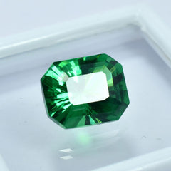 10.85 Ct Authentic Natural Garnet Emerald Shape Green CERTIFIED Loose Gemstone.