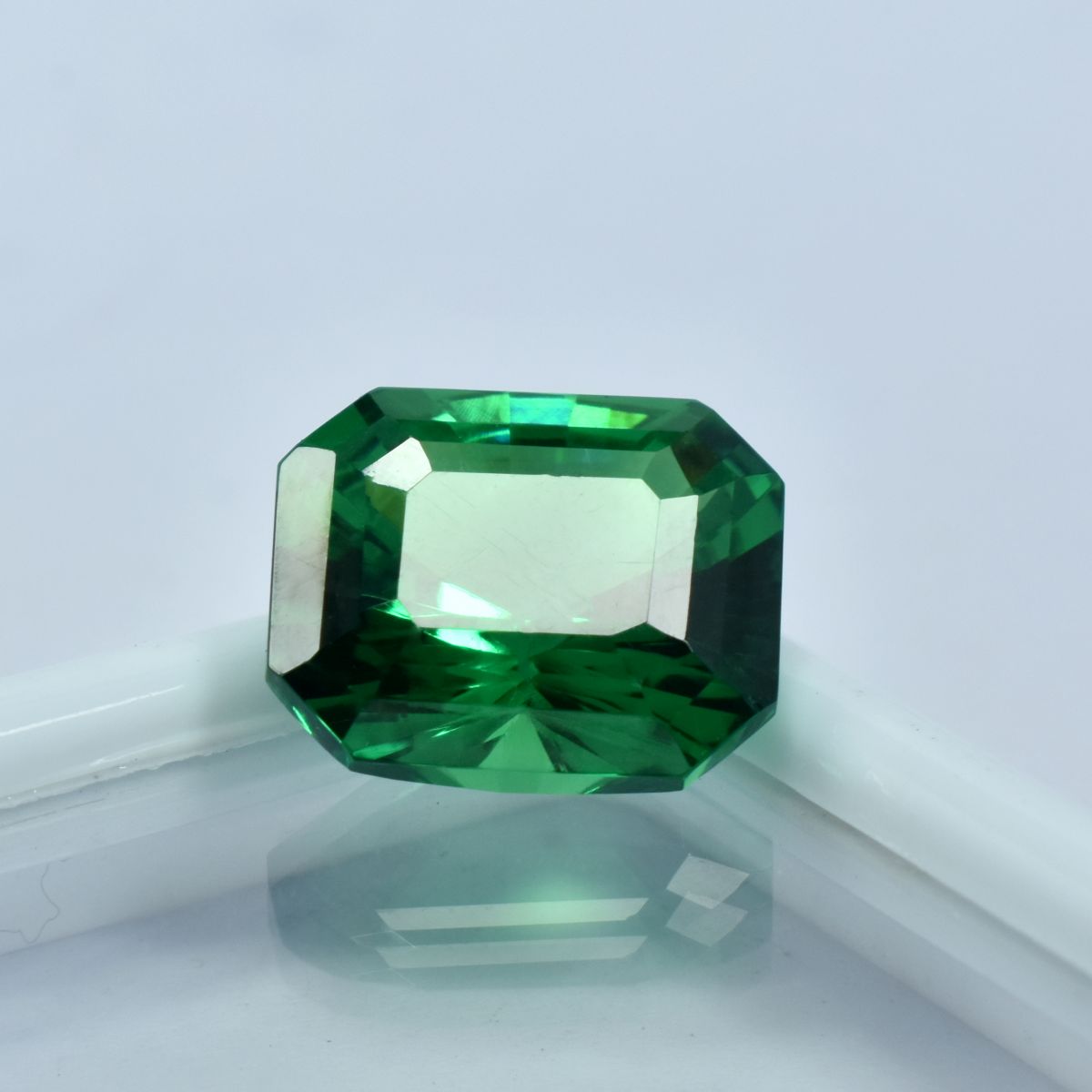 10.85 Ct Authentic Natural Garnet Emerald Shape Green CERTIFIED Loose Gemstone.