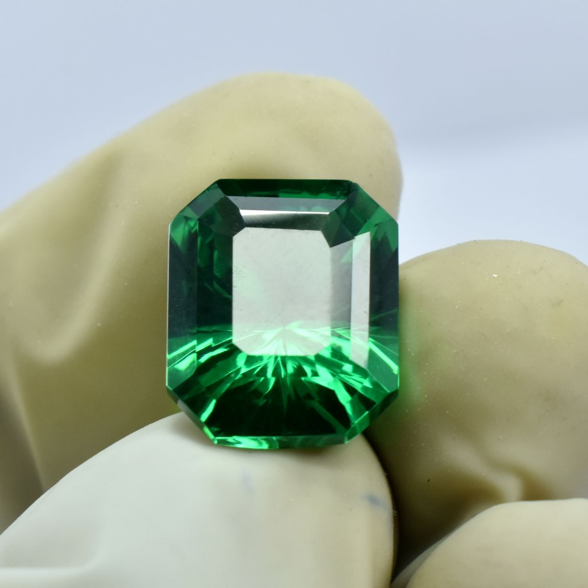 10.85 Ct Authentic Natural Garnet Emerald Shape Green CERTIFIED Loose Gemstone.