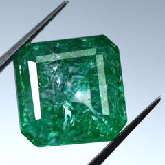 Top Rich Best Green Emerald NATURAL 6.20 Ct SQUARE CUT Loose Gemstone CERTIFIED.