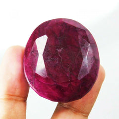 Natural 150 Ct Oval Shape Blood Red Ruby Certified Loose Gemstone