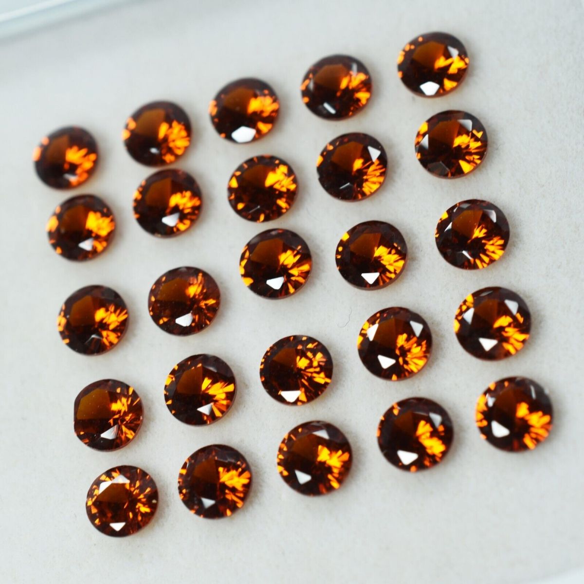 Orange Round Cut 5 mm CERTIFIED Loose Gemstone Set of 16 Pcs Natural SAPPHIRE