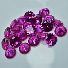 Ring Size Pink Ruby 20 Pcs Natural Untreated 8x8 mm Round Cut CERTIFIED Gemstone