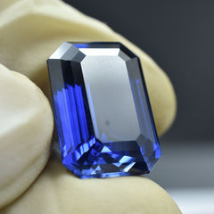 Natural Blue Tanzanite 18.05 Ct CERTIFIED Loose Gemstone Emerald Cut For Ring